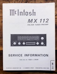 Mcintosh MX-112 MX112 Preamp / Preamplifier Service Manual *Original* #2