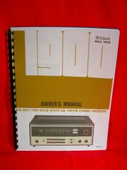 ONE BRAND NEW COPY OF MCINTOSH MAC1900 STEREO RECEIVER OWNER’S MANUAL