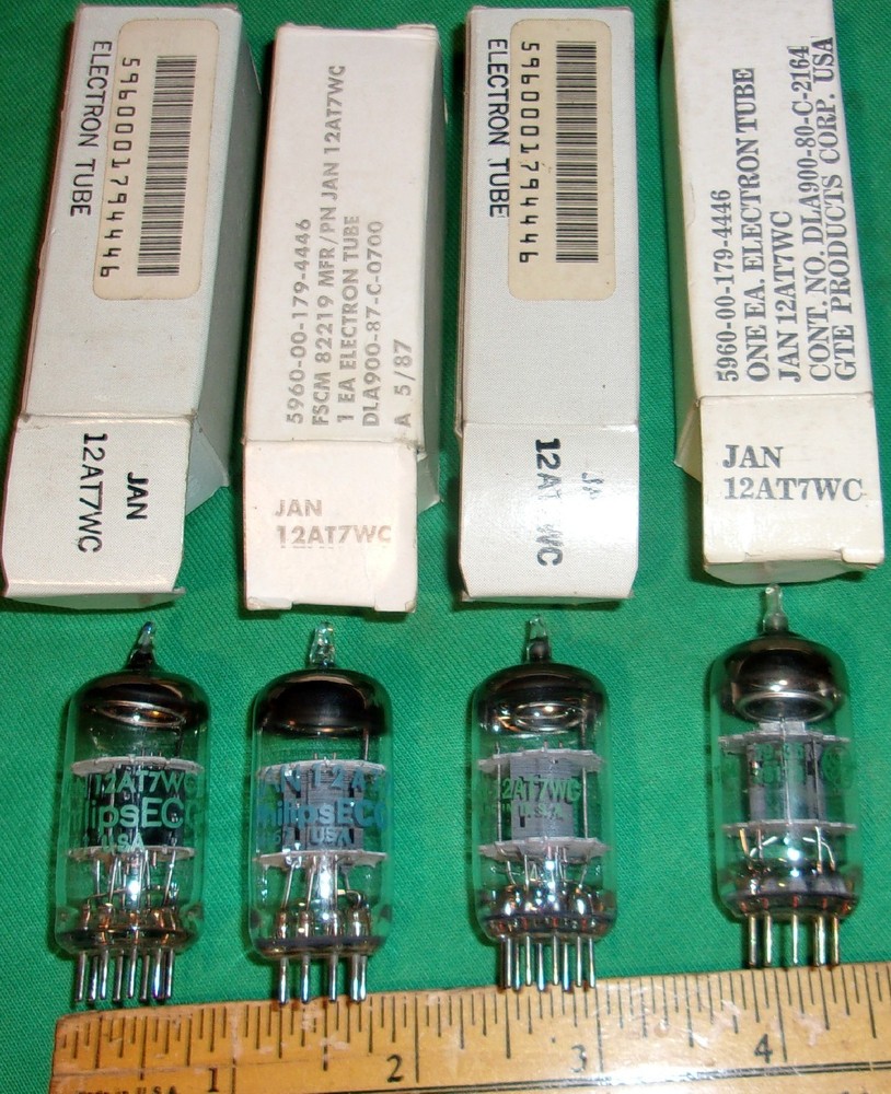 4-JAN-12AT7WC Twin Triodes by Philips & General Electric NOS