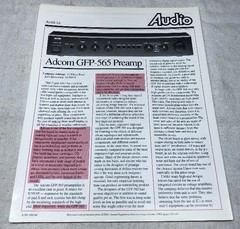 ADCOM GFA-565 STEREO AND MONO AMPLIFIER ORIGINAL AUDIO REVIEW REPRINT L054