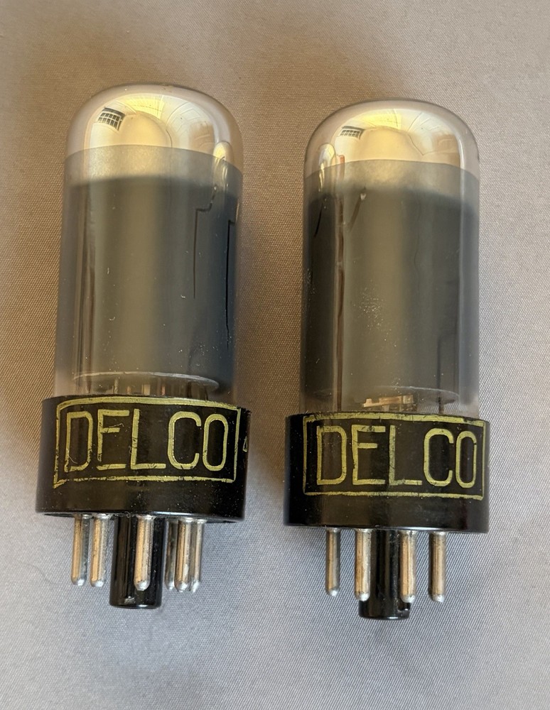 Vintage Pair of 12V6GT Tubes Chrome Tops Delco made by Sylvania Matched test NOS
