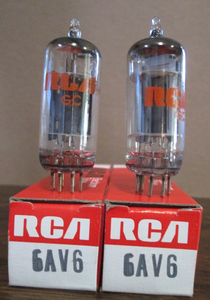 TWO NEW RCA 6AV6 HiFi Ham Radio Amp Vacuum Tubes Matching Codes IOB GC