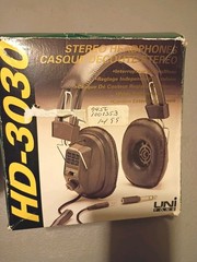 Vintage HD-3030 Stereo Mono Headphones Black Padded Volume Control New