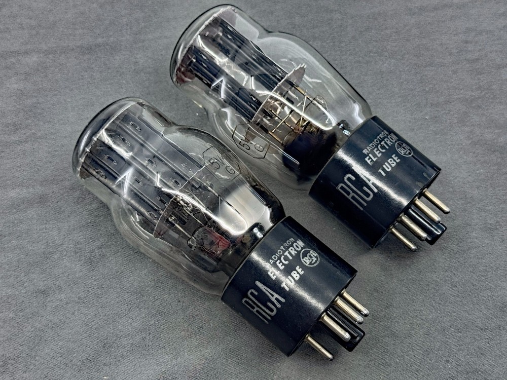 Matched Pair RCA 5V4G Rectifier Tubes Black Plates D Getters Tests Strong TV-7BU
