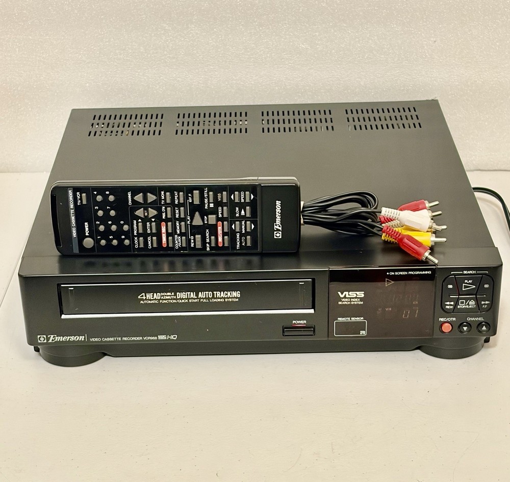 Emerson VCR968 VHS Video Cassette Recorder 4-Head Auto Tracking w/ OEM Remote