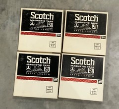 Lot of 4 Vintage Scotch 3M Magnetic Tape 150, 1/4″ x 900′, 5″ Reels