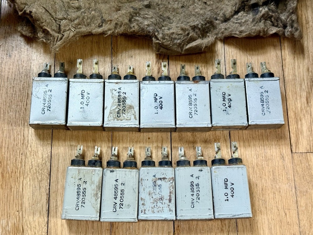 Rare Lot Of 12 NOS CRV 48595 A 1.0 MFD 400 V USN PIO Oil Capacitors For Tube Amp