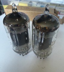Rare Matched Pair 12au7 Comm Grade 5963 Hifi Tubes Vented Long Gray Ridge Plates