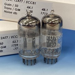 Pair Tung-Sol ECC81 Tubes, Top D Getter Maxi-Preamp II Test = Strong/NOS BN4429