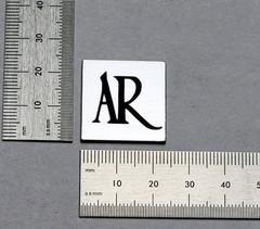 AR Turntable Dust Cover Badge Logo Emblem 15/16″ Square Silver With Adhesive