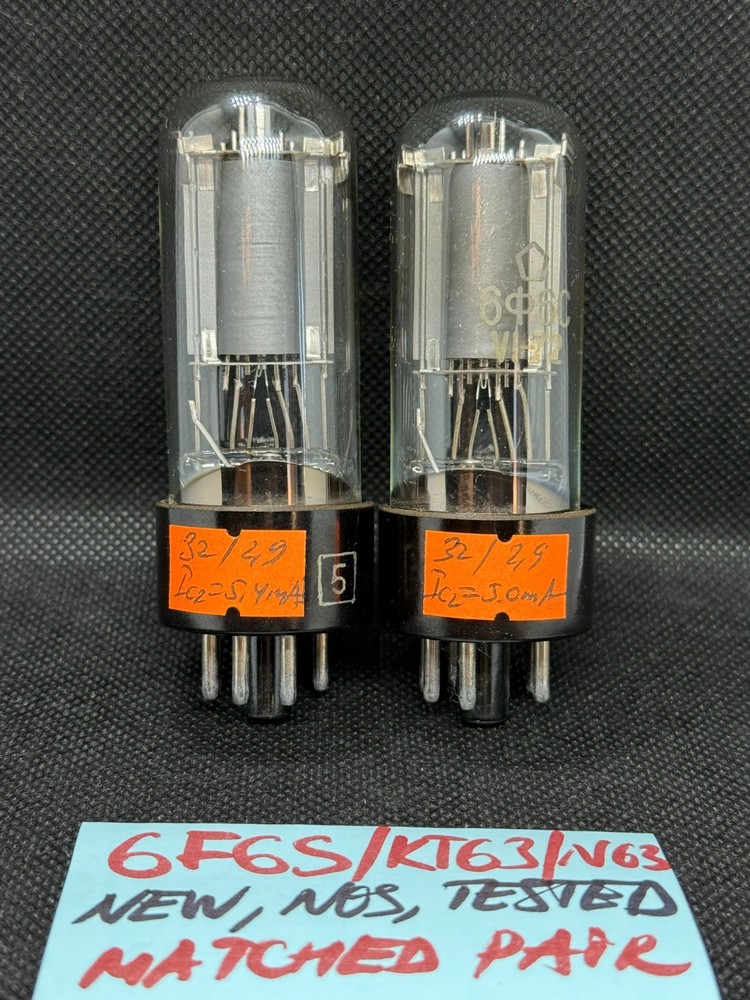 2x VINTAGE 6F6S 6F6G 6F6C 6F6GT KT63 N63 (NEW NOS, from 70-s) MATCHED PAIR #1