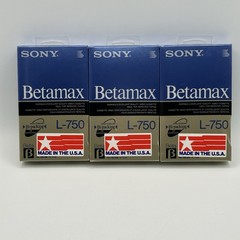 Vtg Sony Betamax L-750 (3) Betamax Video Cassette Tape Hi-Packing, NOS