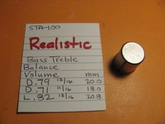 REALISTIC BASS TREBLE BALANCE VOLUME KNOB STA-100 STEREO RECEIVER
