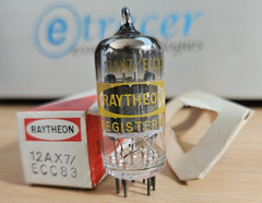 12AX7 RAYTHEON 14MM GREY PLATE ECC83 NOS NIB (1969) *eTRACER* #12Y