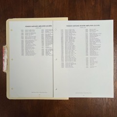 HARVARD AMPLIFIER 22-2100 ORIGINAL FENDER SCHEMATICS AND PARTS LISTS VINTAGE