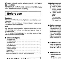 Technics SL-1200MK2 SL-1210MK2 Turntable OWNER’S MANUAL and SERVICE MANUAL