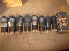 (8) Blue Arcturus Blue Radio Tubes 27, 138, 124, 51 & 82 Radio Tubes