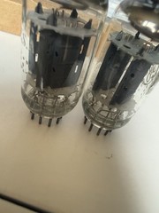 Rare Matched Pair 12au7 Comm Grade 5963 Hifi Tubes Vented Long Gray Ridge Plates