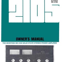 McIntosh MC 2105 Owner’s PDF FILE! Instructions + Service Manual MC2105
