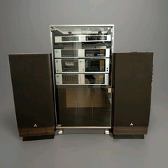 Mitsubishi Audio Cabinet w/ Stereo, Cassette, Amplifier, Turntable, and Speaker