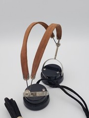 Vintage Bakelite Black Headphones Radio Headset Automatic Electric Co. Chicago