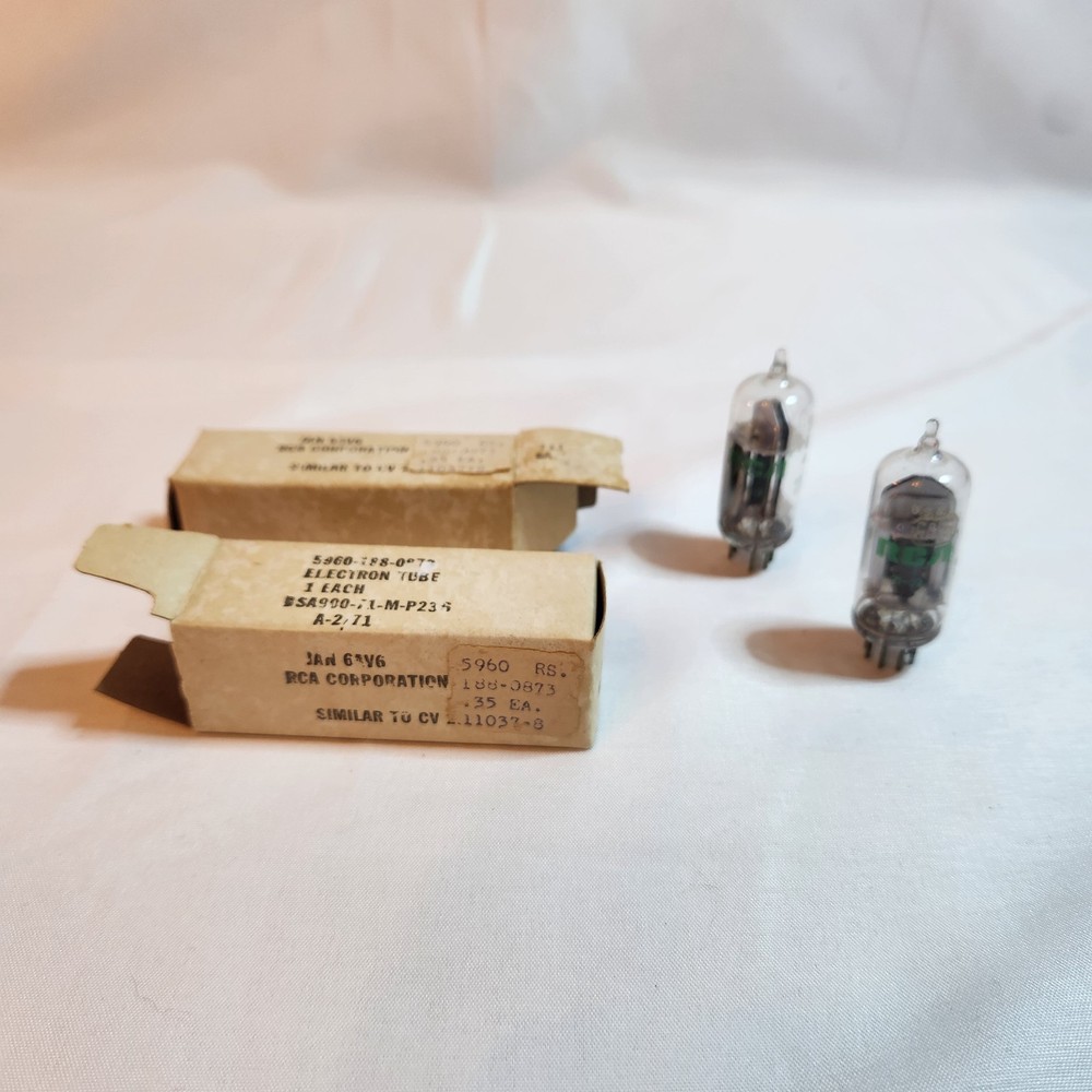 Lot of 2 Vintage RCA JAN 6AV6 Vacuum Tubes Radio Surplus Untested w/ Boxes
