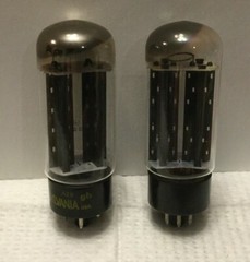 2 **5U4GB** Motorola & Sylvania Vacuum tubes Black Plates, side Getter