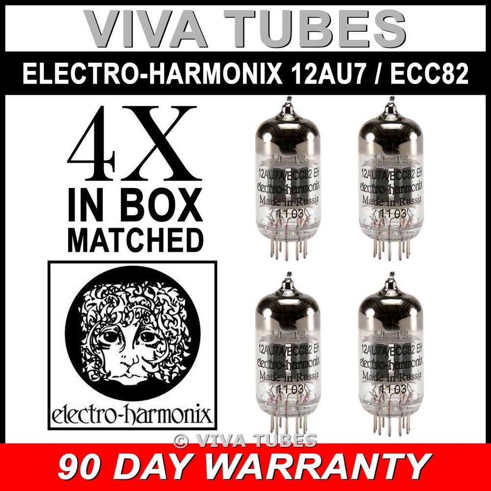 Brand New In box Gain Matched Quad (4) Electro-Harmonix 12AU7 ECC82 Vacuum Tubes