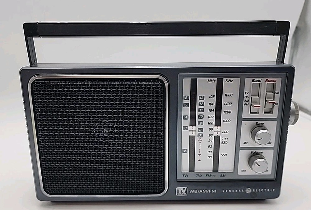 Vtg 4 Band TV/WB/AM/FM GE 7-2945A Radio TV Sound Tested Working