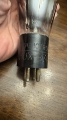 UX-874 Radiotron Balloon GLOBE ENGRAVED Base Gold Plated Pins NOS regulator Tube