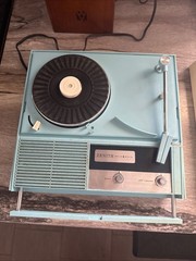 Vintage Zenith B505B Solid State Portable Record Player 33 & 45 rpm Blue READ!!