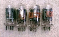 Very Strong Quad RCA 12AU7A Clear Top Grey Plate Side [] Getter