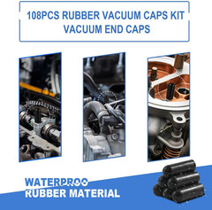 108PCS Vacuum Caps Assortment, Vacuum Plugs Hose End Cap, Rubber Vacuum Cap Kit