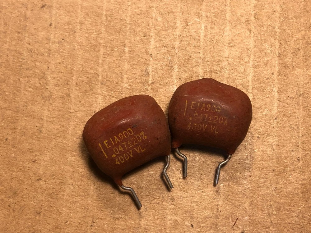 2 NOS Paktron Brown Drop .047 uf 400v Vintage Guitar Amp Tone Capacitors (Qty Av
