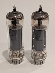 Pair NOS Hitachi 6BQ5 EL84 Vacuum Tubes Matched Tests 120 Vintage Japan 1963/73