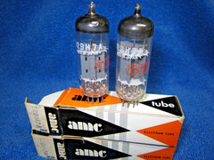NIB Matched Pair Matsushita 12BH7A short gray Plate HALO Getter Tubes 12BH7 NOS