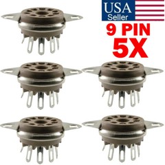 (5PCS)- 9 Pin For Belton Socket, Bottom Mount Micalex .75″ Chassis Hole USA