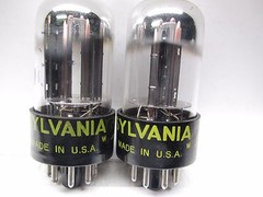 6SN7 GTB NOS SYLVANIA YELLOW LABEL PLATINUM MATCHED PAIR SHORT BOTTLE TV7