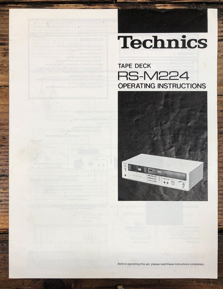 Technics RS-M224 Cassette Owners / User Manual *Original*