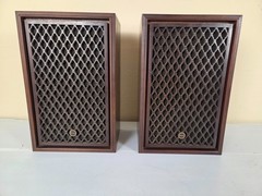 Vintage Sansui SP-30 2 Way Bookshelf Speakers Pair 8 Ohm 20W Wood Brown Japan