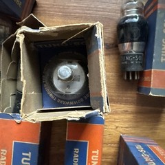 9 Vintage Tung-Sol Radio Amp Vacuum Tubes Lot Engraved Base 6A6