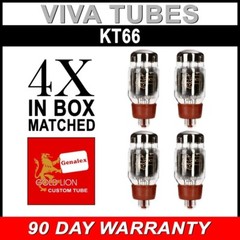 New Current Matched Quad (4) Reissue Genalex Gold Lion KT66 6L6 Vacuum Tubes
