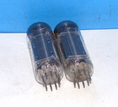 12BH7A RCA black tall radio audio amplifier vacuum tubes 2 valves tested 12BH7