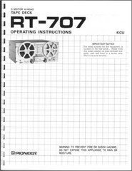 Pioneer RT-707 Reel to Reel Tape Deck Owners Manual