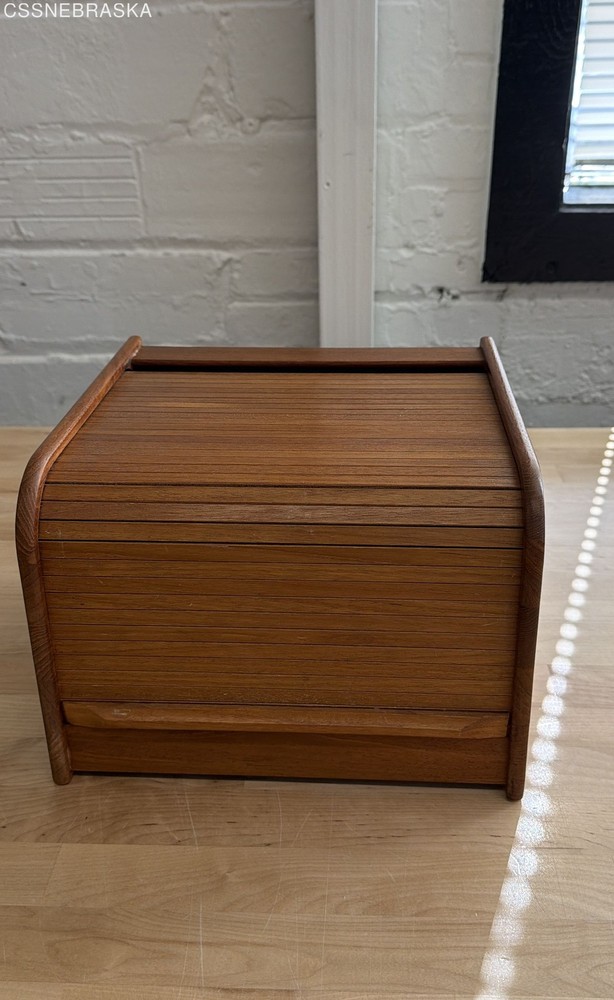 A.L.S. Industries Wood Tambour Roll Top Cassette Tape Storage Cabinet Vintage