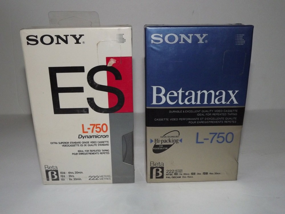 Lot of 2 Sony Betamax ES L-750 Beta Recording Cassette Tape ES Dynamicron &