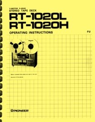 Pioneer RT-1020H RT-1020L Reel to Reel Tape Deck OWNER’S MANUAL & SERVICE MANUAL