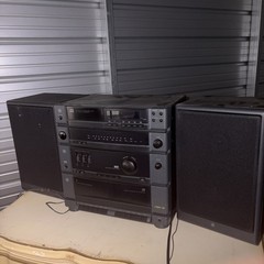 GE Compact Stereo System ASX-3 AM/FM Stereo 2 Cassette Cd Player With Speakers