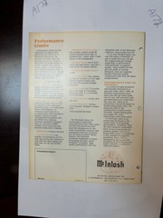 Vintage McIntosh XL1 XL-1 Spec Sheet Sales Brochure Catalog Ad *ORIGINAL*