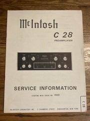 McIntosh C28 Preamplifier Service Information & Bulletin (SN start w/91X50) OEM